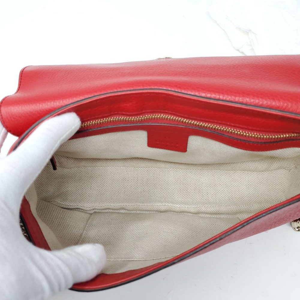 100% Auth Gucci Soho Small Red Crossbody/ClutchBag - Picture 12 of 16